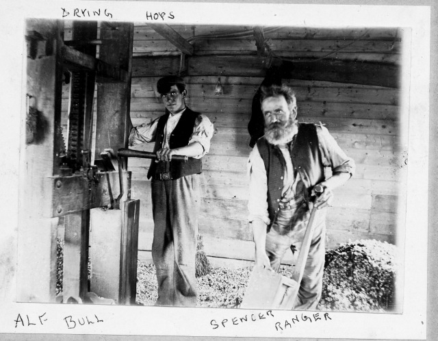 Alf Bull and Spencer Ranger working in the hop sheds